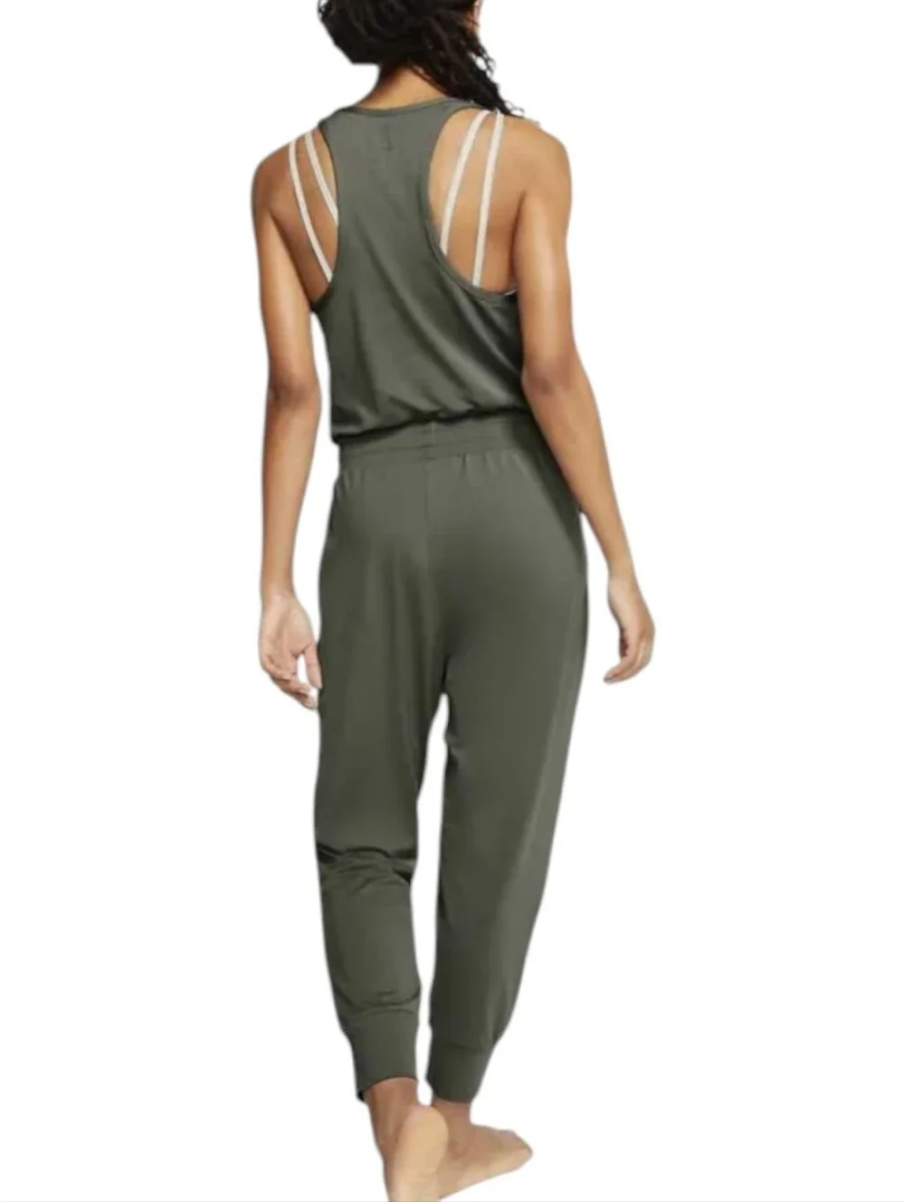 Nike Yoga Dri-FIT Racerback Jumpsuit Green Tank Women's Size Medium With Pockets